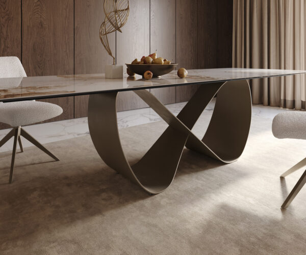 Jídelní stůl Edge 300x100cm keramika Minas Melange bílo-béžová Infinity titanová - Image 7