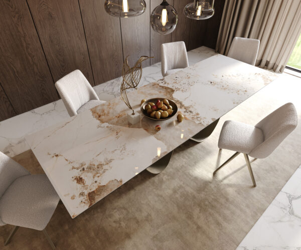 Jídelní stůl Edge 300x100cm keramika Minas Melange bílo-béžová Infinity titanová - Image 6