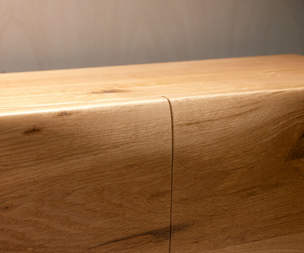 TV stolek New Live-Edge 200 cm přírodní dub 4 dvířka tenká podnož kovová černá - Image 5