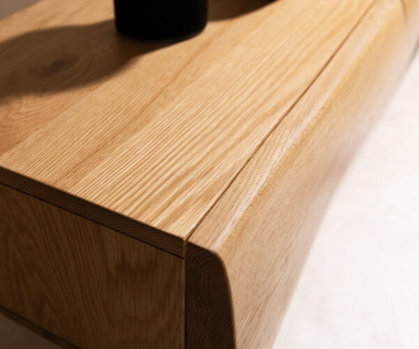TV stolek New Live-Edge 200 cm přírodní dub 4 dvířka tenká podnož kovová černá - Image 6