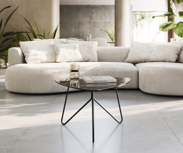 Konferenční stolek Ekrem 65x65 cm keramika Laminam®Emperador Extra Lucidato tmavě hnědá Hairpin kovová černá - Image 2