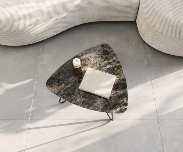 Konferenční stolek Ekrem 65x65 cm keramika Laminam®Emperador Extra Lucidato tmavě hnědá Hairpin kovová černá - Image 4
