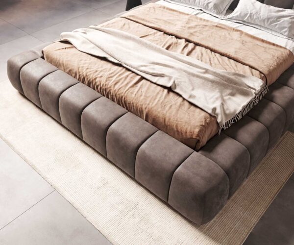 Čalouněná postel Cutio 180x200 cm mikrovlákno taupe vintage - Image 6