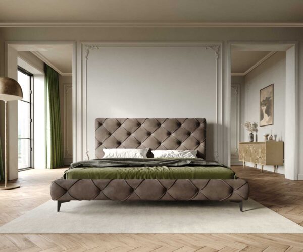 Čalouněná postel Nayara 180x200 cm mikrovlákno taupe vintage - Image 2
