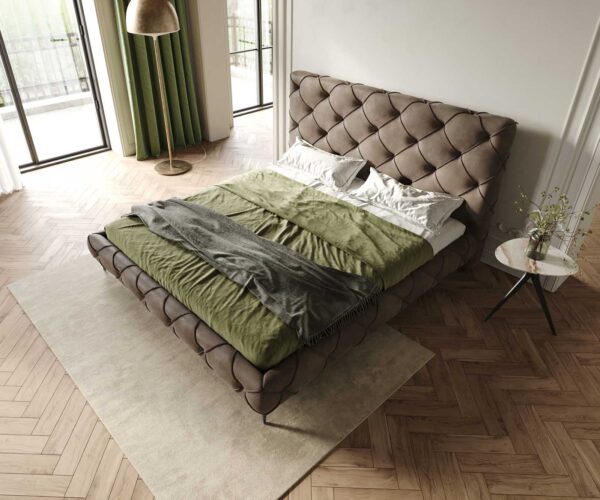 Čalouněná postel Nayara 180x200 cm mikrovlákno taupe vintage - Image 4