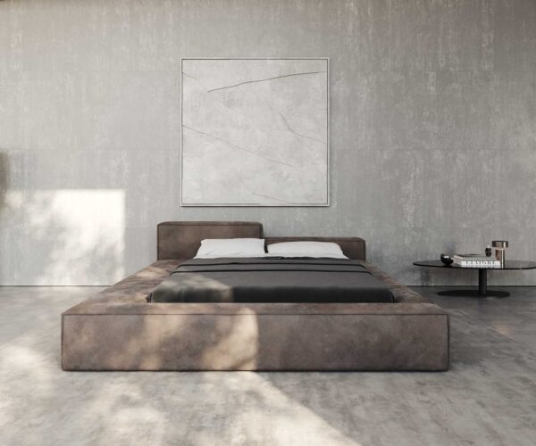 Čalouněná postel Kalinea 140x200 cm mikrovlákno taupe vintage - Image 2