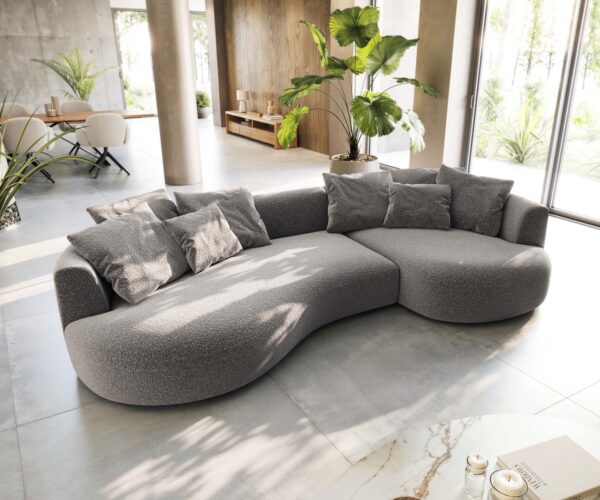 Pohovka Edina 330x170 cm bouclé stříbrná šedá - Image 4