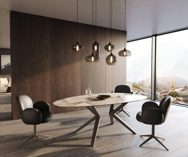 Jídelní stůl Edge oválný 220x120 keramika Iris FmG Patagonia Lappato Zenthara hranatá kovová podnož titanová - Image 6