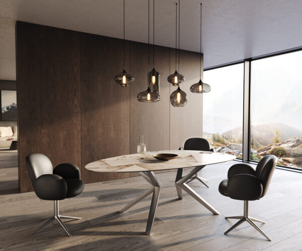 Jídelní stůl Edge oválný 220x120 keramika Iris FmG Patagonia Lappato Zenthara podnož hranatá nerezová ocel - Image 6