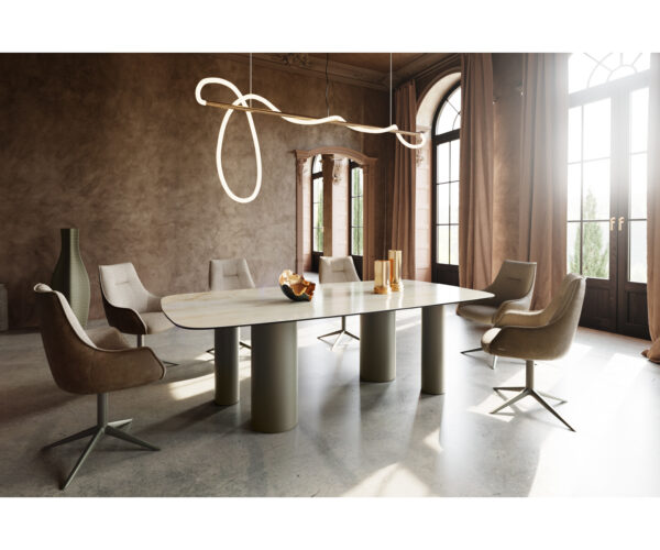 Jídelní stůl Edge oválný 240x120 keramika Iris FmG Onice Oro Pilier kovová podnož titanová - Image 5