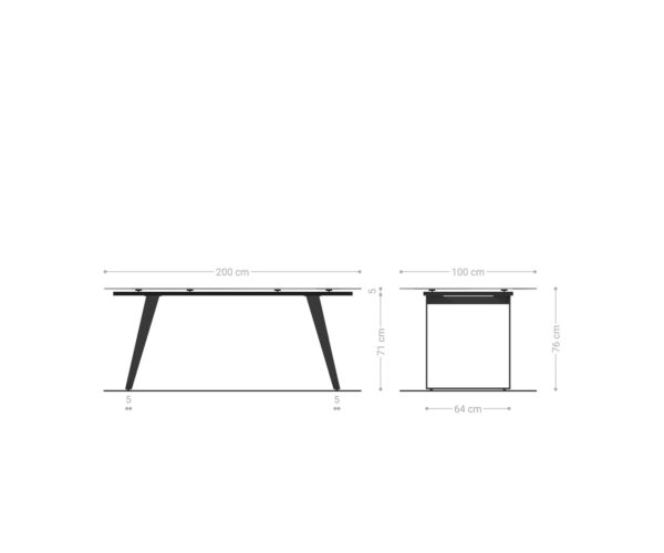 Jídelní stůl Edge 200x100 keramika Laminam® Emperador Extra Lucidato tmavě hnědá titanováový podnož šikmá - Image 7