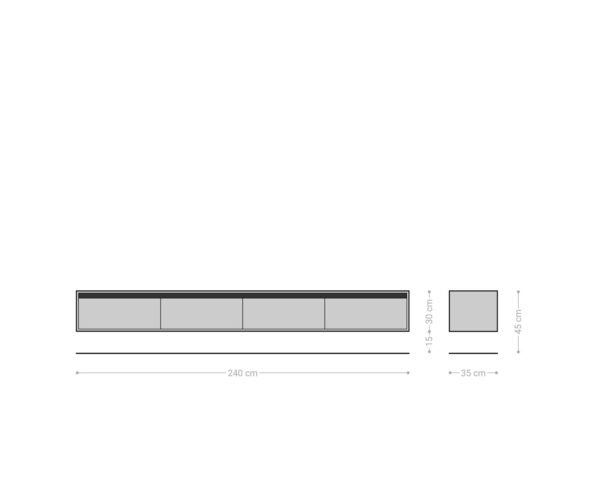 TV stolek Stonegrace 240 cm přírodní dub 4 dvířka nástěnný - Image 8
