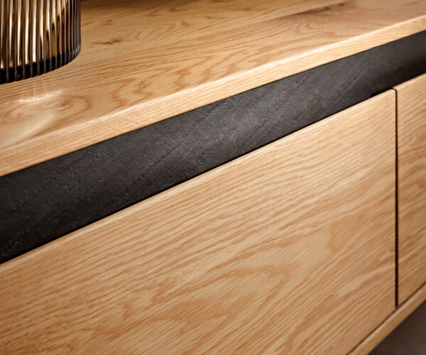 TV stolek Stonegrace 200 cm přírodní dub břidlice 4 zásuvky nástěnný - Image 5