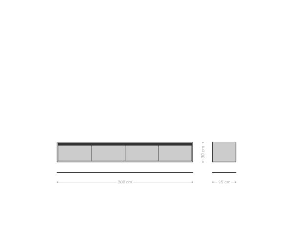 TV stolek Stonegrace 200 cm přírodní dub břidlice 4 zásuvky nástěnný - Image 7