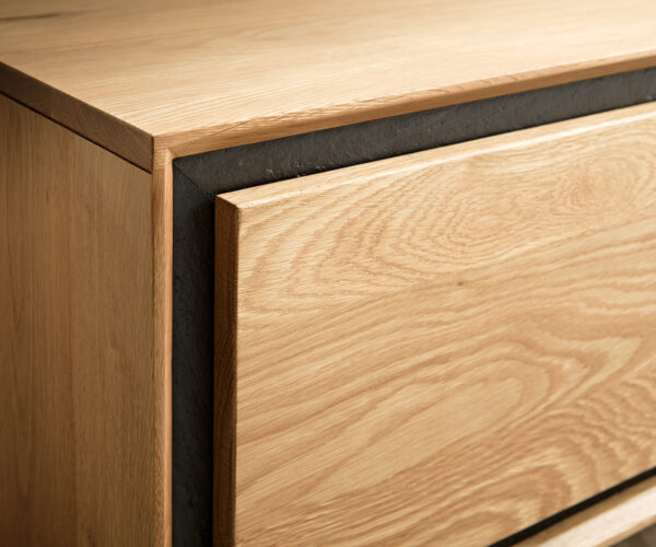 TV stolek Stonegrace 240 cm přírodní dub 2 dvířka 1 přihrádka 2 zásuvky kamenná dýha nástěnný - Image 7