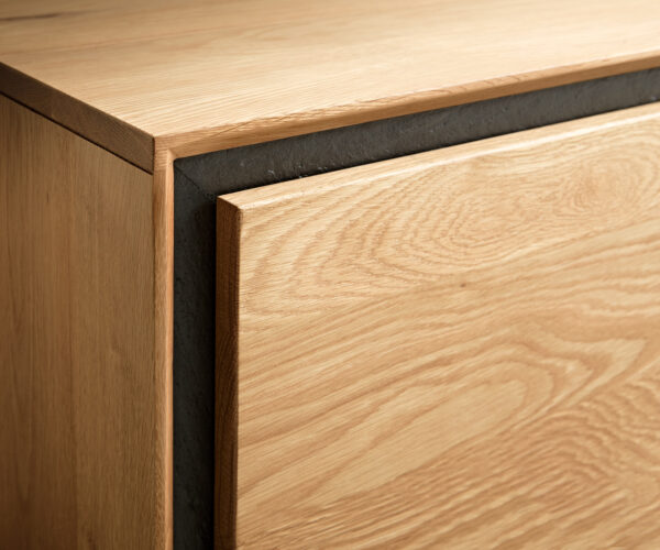 Příborník Stonegrace 200 cm přírodní dub 4 dvířka kamenná dýha nástěnný - Image 5