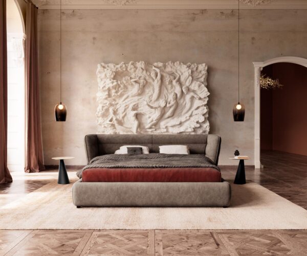 Čalouněná postel simea 180x200 cm mikrovlákno taupe vintage - Image 2