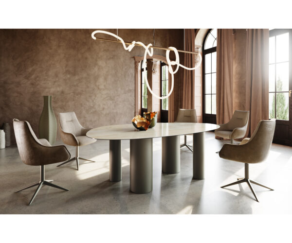 Jídelní stůl Edge oválný 220x120 keramika Iris FmG Onice Oro Pilier podnož titanová - Image 5