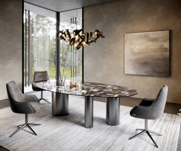 Jídelní stůl Edge Oval 280x130 keramika Iris FMG Agatablack Troa nerezová ocel grafitová - Image 5