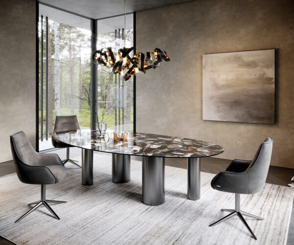 Jídelní stůl Edge Oval 280x130 keramika Iris FMG Agatablack Pilier nerezová ocel grafitová - Image 5