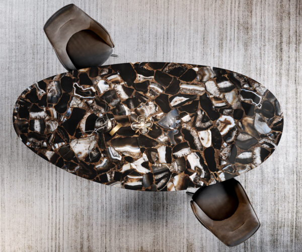 Jídelní stůl Edge Oval 280x130 keramika Iris FMG Agatablack Pilier nerezová ocel grafitová - Image 7