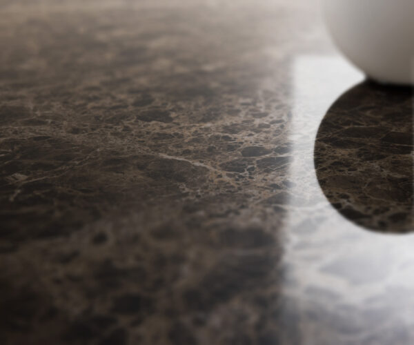 Jídelní stůl Edge 200-300x100 keramika Laminam® Emperador Extra Lucidato Tmavě hnědá Wave nerezová ocel rozkládací - Image 3