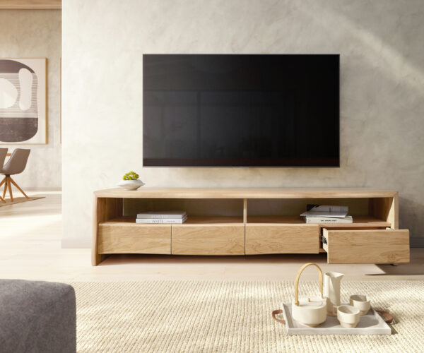 TV stolek Edge 190 cm přírodní dub 4 zásuvky - Image 5