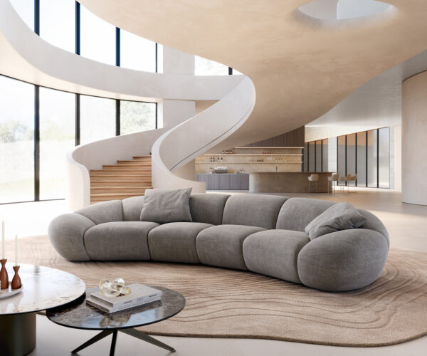 Nagy kanapé Lunna 360x175 cm strukturált szövet puha szürke 2 párna - Image 2