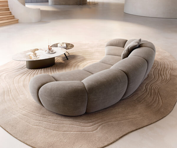 Nagy kanapé Lunna 360x175 cm strukturált szövet puha taupe 2 párna - Image 5