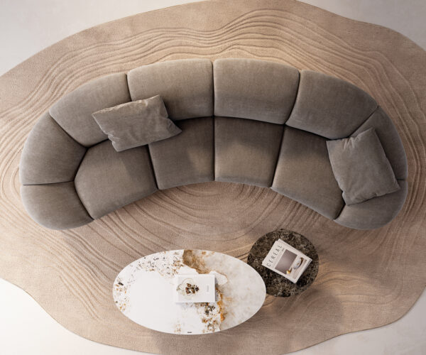 Nagy kanapé Lunna 360x175 cm strukturált szövet puha taupe 2 párna - Image 8