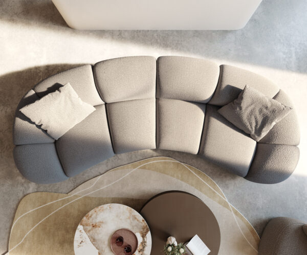 Nagy kanapé Lunna 360x175 cm bouclé ezüstszürke 2 párna - Image 5