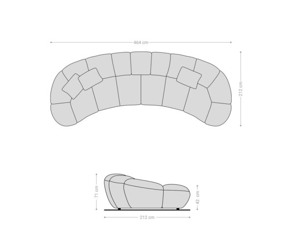 Nagy kanapé Lunna 470x210 cm strukturált szövet puha szürke 3 párna - Image 8