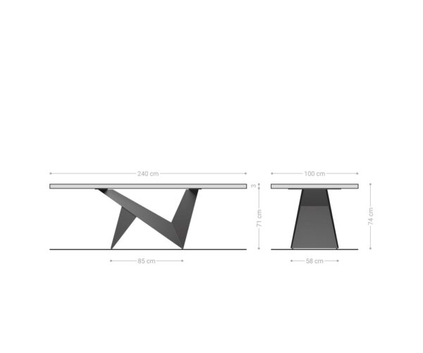 Jídelní stůl Edge 240x100 přírodní akácie podnož origami zlatá nepravidelný okraj - Image 7