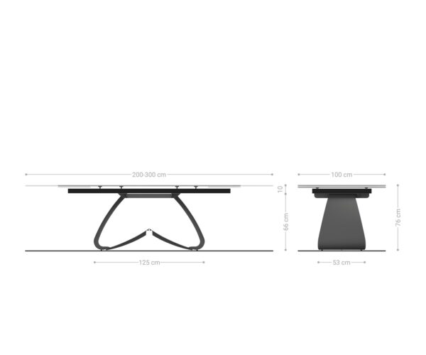Jídelní stůl Edge 200-300x100 keramika Laminam® Emperador Extra Lucidato tmavě hnědá podnož ve tvaru "W" černá rozkládací - Image 7
