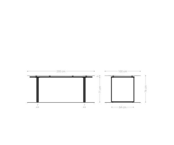 Jídelní stůl Edge 200x100 sklo antická hnědá nerezová ocel úzká - Image 6