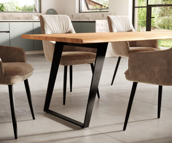 Jídelní stůl Edge 300x100 XL akácie přírodní kov šikmá - Image 6