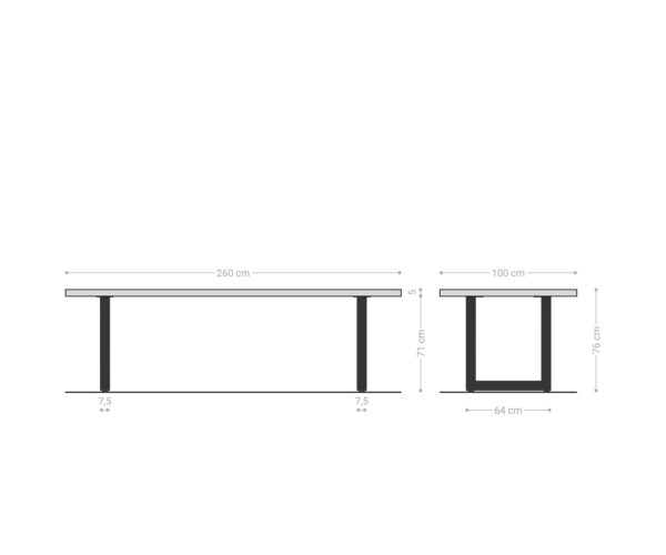 Jídelní stůl Edge 260x100 XL akácie hnědá nerezová ocel široká podnož - Image 7