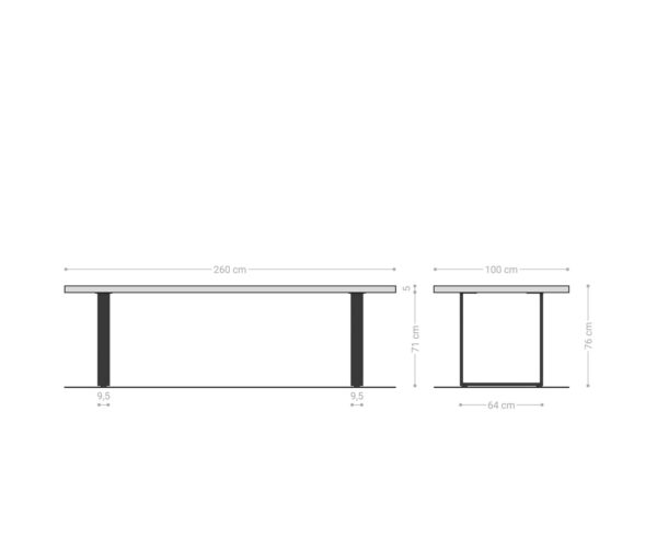 Jídelní stůl Edge 260x100 XL akácie hnědá nerezová ocel úzká nepravidelná hrana - Image 7