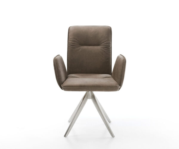Otočná židle Vinja-Flex taupe vintage křížová podnož hranatá nerezová ocel - Image 2