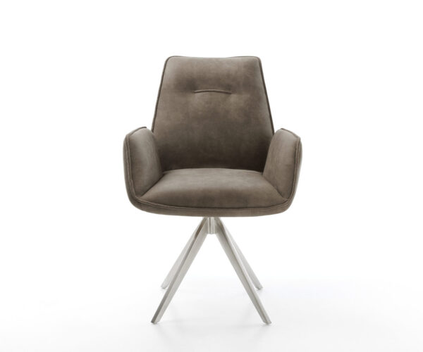 Otočná židle Zoa-Flex taupe vintage křížová podnož hranatá nerezová ocel - Image 2