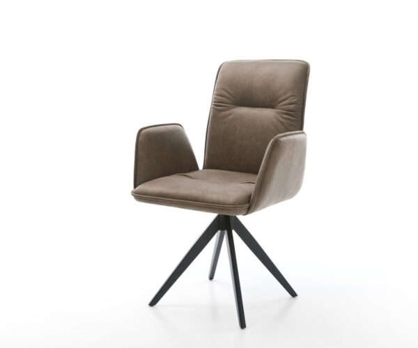 Otočná židle Vinja-Flex taupe vintage křížová podnož hranatá černá