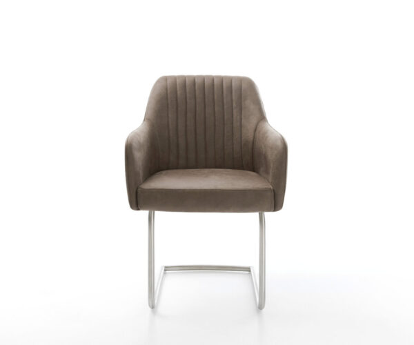Jídelní židle Greg-Flex taupe vintage konzolová podnož kulatá nerezová ocel - Image 2