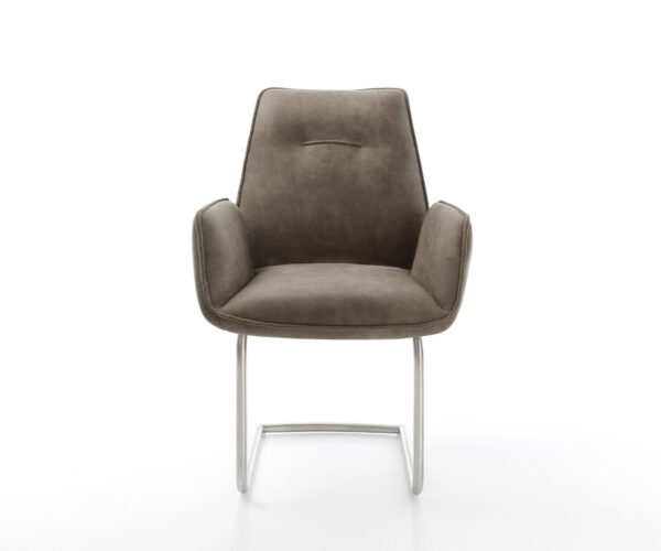 Jídelní židle Zoa-Flex taupe vintage konzolová podnož kulatá nerezová ocel - Image 2