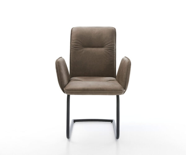 Jídelní židle Vinja-Flex taupe vintage konzolová podnož kulatá černá - Image 2