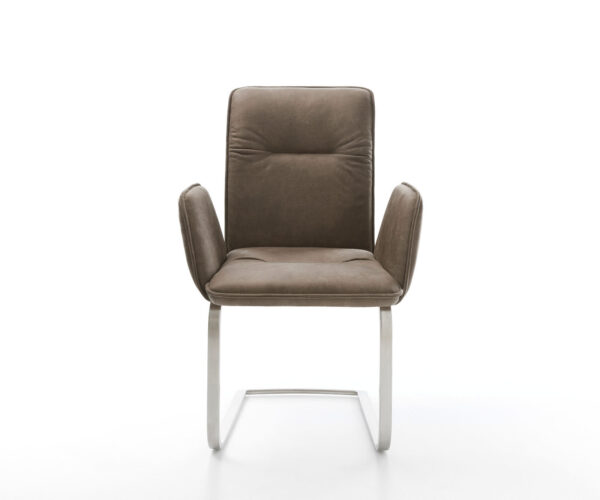Jídelní židle Vinja-Flex taupe vintage konzolová podnož plochá nerezová ocel - Image 2