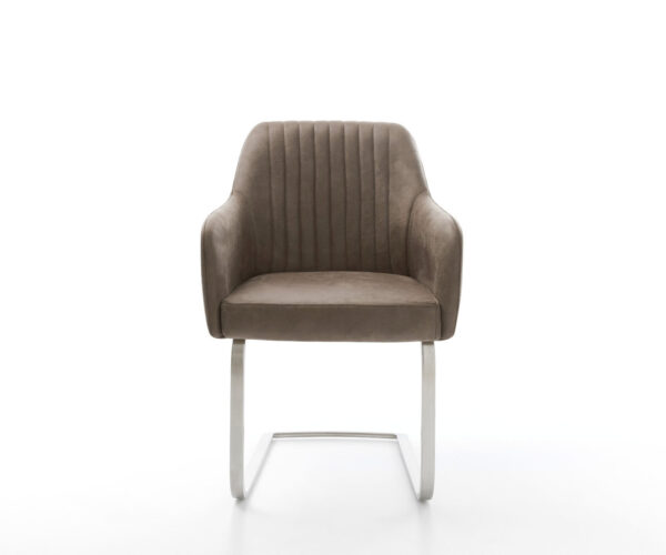 Jídelní židle Greg-Flex taupe vintage konzolová podnož plochá nerezová ocel - Image 2