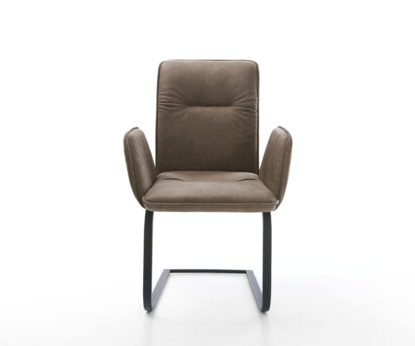 Jídelní židle Vinja-Flex taupe vintage konzolová podnož plochá černá - Image 2