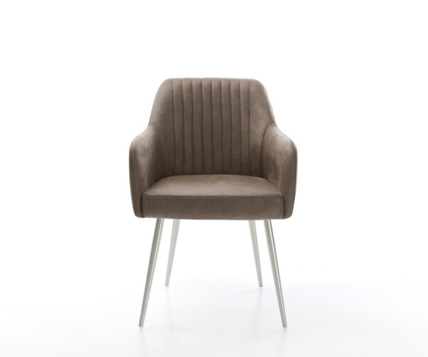 Jídelní židle Greg-Flex taupe vintage zúžená podnož nerezová ocel - Image 2