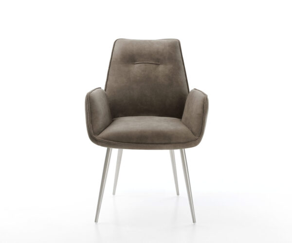 Jídelní židle Zoa-Flex taupe vintage zúžená podnož nerezová ocel - Image 2