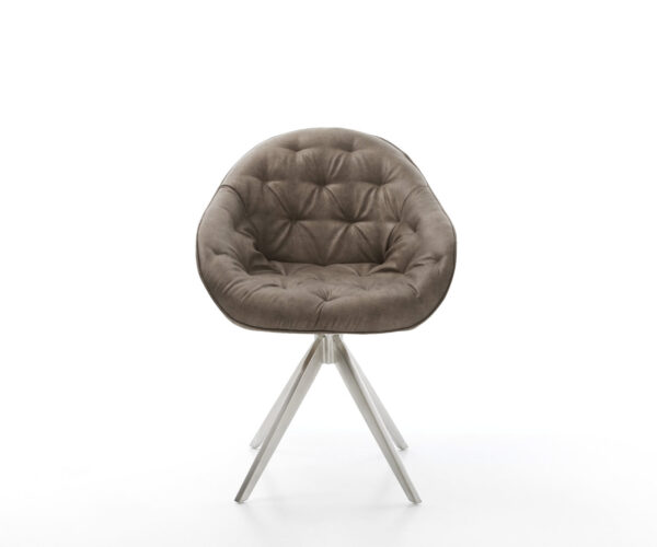 Otočná židle Gaio-Flex taupe vintage křížová podnož hranatá nerezová ocel - Image 2